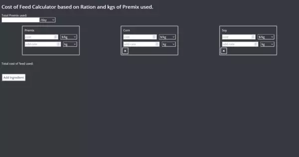 Screenshot of Ration Calculator.